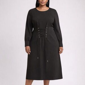 Eloquii Black Lace-Up, Croset Design Dress